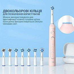 Электрическая зубная вращающаяся щетка с футляром Bitvae R2 8 насадок Pink