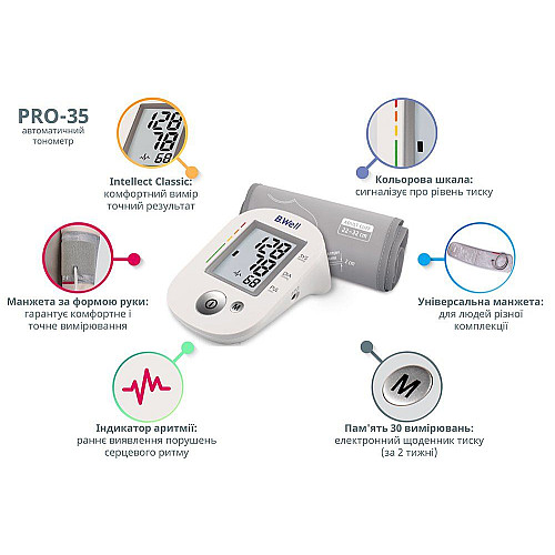 Тонометр автоматичний з адаптером B.Well PRO-35