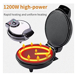 Вафельница электрическая с антипригарным покрытием RAF R-220 1200W 18 см Черно-серебряный (30151395)