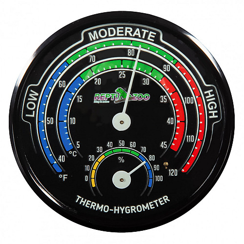 Гигрометр аналоговый термометр для террариума Repti-Zoo Glowing Thermo Hygrometer 7х75х10 мм Черный (RZ-RHT04)