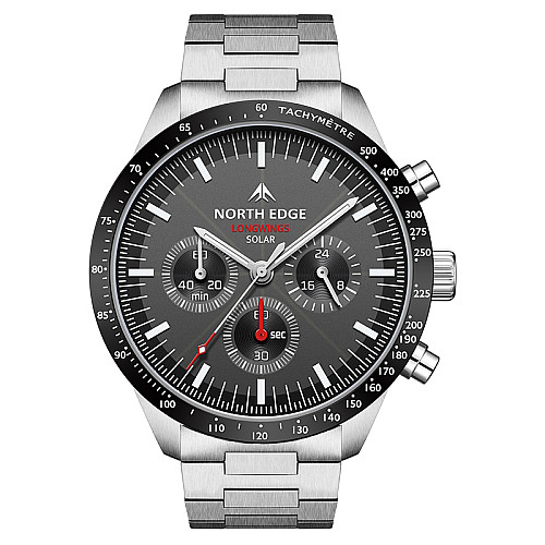 Наручні годинники чоловічі з сонячною батареєю North Edge Long Wings Сріблястий (3398)