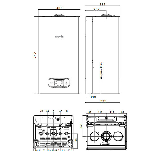 Котел газовый конденсационный Innovita Kaldaia 24/30 NG 74х40х33.5 см Белый