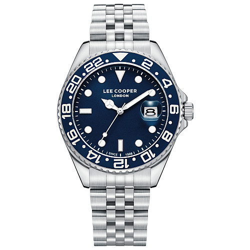 Наручні годинники чоловічі Lee Cooper Daytona Blue Сріблястий (3431)