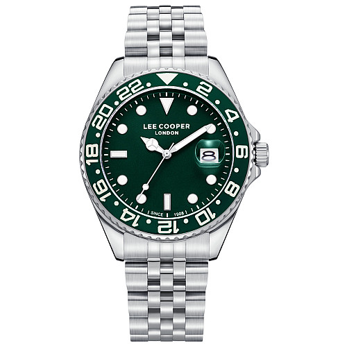Наручні годинники чоловічі Lee Cooper Daytona Green Сріблястий (3432)