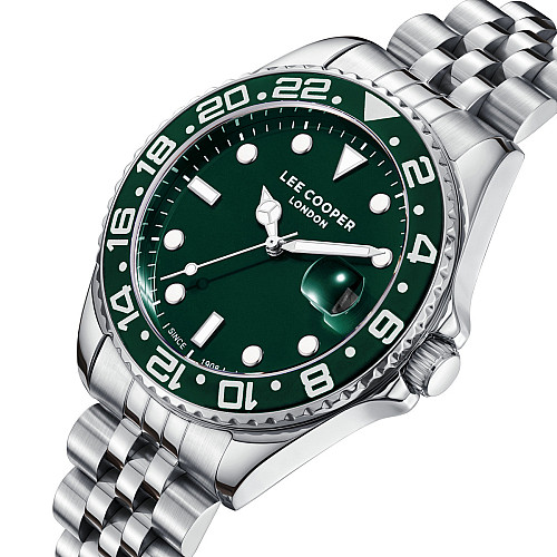 Наручні годинники чоловічі Lee Cooper Daytona Green Сріблястий (3432)