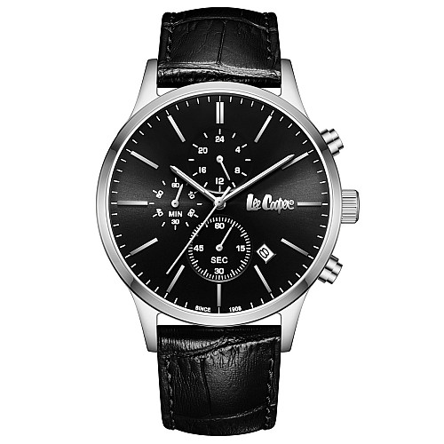 Наручні годинники чоловічі Lee Cooper Leather Black Сріблястий (3434)