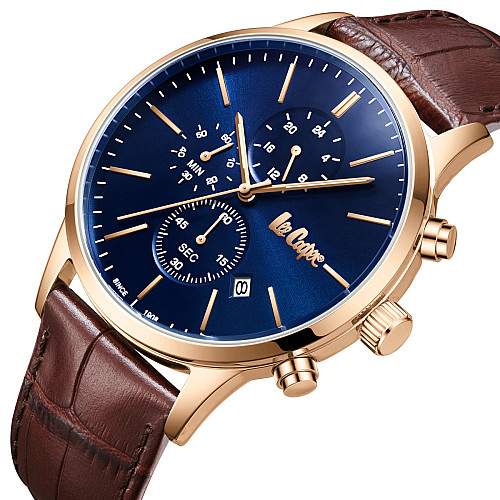 Наручні годинники чоловічі Lee Cooper Leather Gold Золотистий (3435)