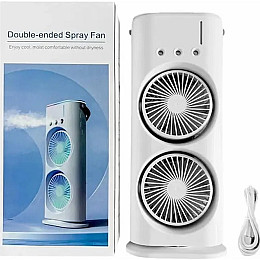 Вентилятор настольный OPT-TOP Double-ended Spray Fan двойной с охлаждением LED подсветка Пульт ДУ Белый (2104618502)