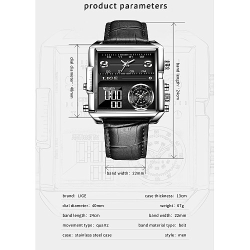 Часы наручные мужские Lige Maxi LG8925 Silver (17793-hbr)
