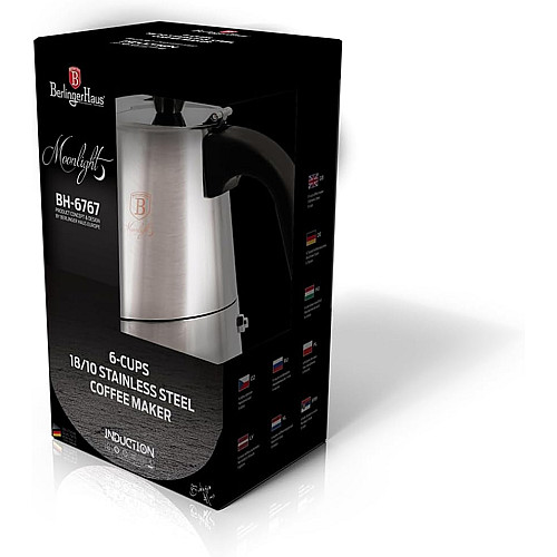 Гейзерна кавоварка Berlinger Haus Moonlight Collection 300 мл Срібляста (BH-6767)
