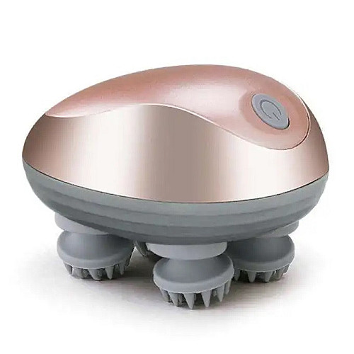 Масажер для голови RIAS Scalp Massager GX-608 акумуляторний з 4 головками Сірий-рожевий (3_06452)