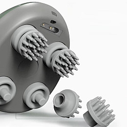 Масажер для голови RIAS Scalp Massager GX-608 акумуляторний з 4 головками Сірий-рожевий (3_06452)