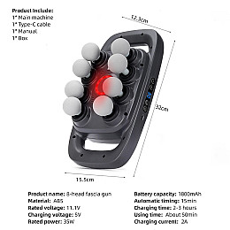 Вибромассажер перкуссионный для тела и мышц на аккумуляторе Doxy Massager Massage Gun Серый (FG8HEAD)