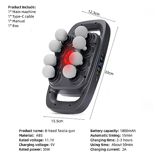 Вибромассажер перкуссионный для тела и мышц на аккумуляторе Doxy Massager Massage Gun Серый (FG8HEAD)