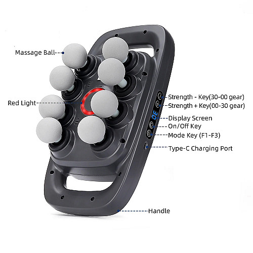 Вибромассажер перкуссионный для тела и мышц на аккумуляторе Doxy Massager Massage Gun Серый (FG8HEAD)