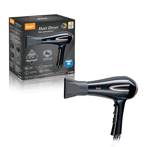 Професійний фен RAF R-408 2200W Чорний (30151420В)