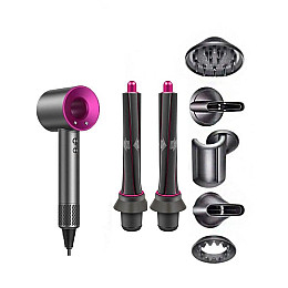 Фен-стайлер для волос Kemei Supersonic Premium Magic Hair 7в1 1600 Вт Рожевий (HD07ProP)