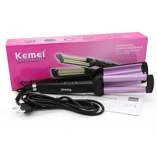 Тройна плойка Kemei JFQ-KM-2022 45 Вт Рожевий (2390000000)