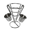 Корзина конусна для картоплі фрі з соусниками Zhongjing 15х15х13.5 см Сріблястий (HP-19-7)