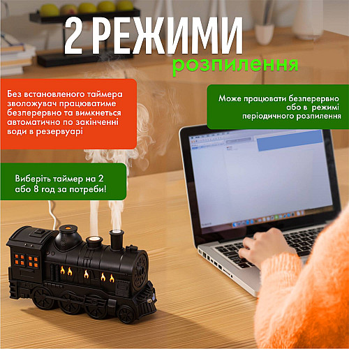 Увлажнитель воздуха SBT group Поезд LED 0.3 л Черный (TW-300)