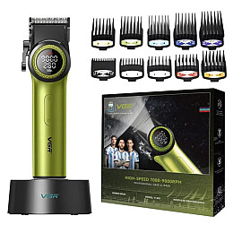 Машинка для стрижки VGR V-001 10 насадок LED Зелений (2390000031)