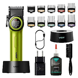 Машинка для стрижки VGR V-001 10 насадок LED Зелений (2390000031)