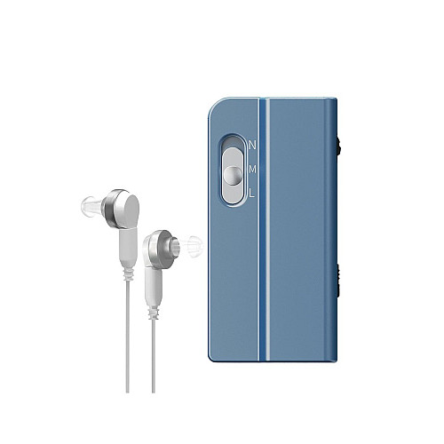 Слуховой аппарат VivaPhon J-105D аккумуляторный карманный с двойным наушником Голубой