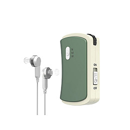 Слуховой аппарат VivaPhon J-102D аккумуляторный карманный с двойным наушником Бежево-зеленый