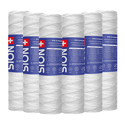 Комплект картриджів Sion 2.5x10 дюйм 1 мкм Білий 6 шт