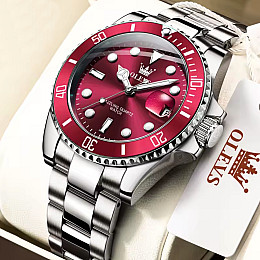 Наручні годинники чоловічі Olevs Bordo Сріблястий (3546)