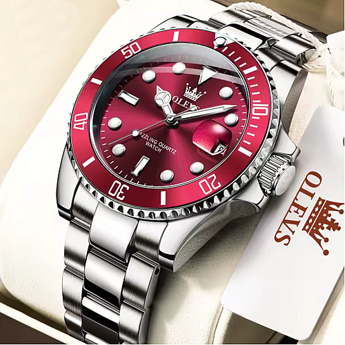 Наручні годинники чоловічі Olevs Bordo Сріблястий (3546)