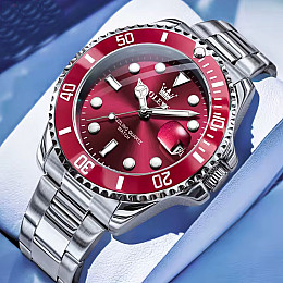 Наручні годинники чоловічі Olevs Bordo Сріблястий (3546)