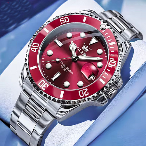 Наручні годинники чоловічі Olevs Bordo Сріблястий (3546)