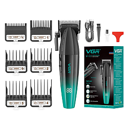Машинка для стрижки VGR V-003 Turbo 9000 RPM 6 насадок Зелений (2642431201)