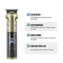 Триммер для бороди VGR V-296 LCD 1200мАч 4 насадки (2642679651)