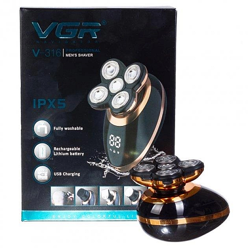 Електробритва акумуляторна VGR V-316 LCD Чорний (2711302059)