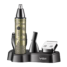 Тример чоловічий для бороди та вусів VGR V-621 4 насадки Мідний (2746753643)