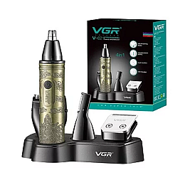 Тример чоловічий для бороди та вусів VGR V-621 4 насадки Мідний (2746753643)