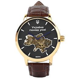 Наручные часы мужские BESTA Skeleton Gold Black Dial Золотистый (3583)