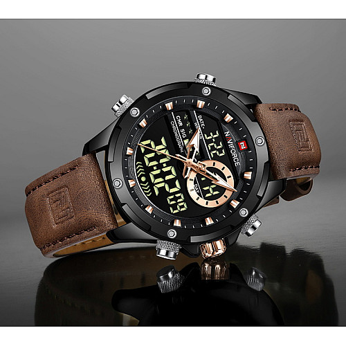 Наручные часы мужские NaviForce Pride Darkside 2 ремешка Черный (3592)