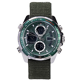 Наручные часы мужские NaviForce Fly Army Hook Green 2 ремешка Серебристый (3594)