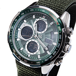 Наручные часы мужские NaviForce Fly Army Hook Green 2 ремешка Серебристый (3594)