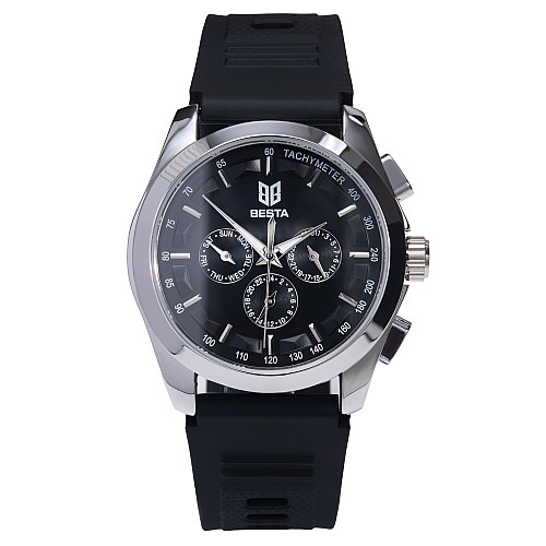 Наручні годинники чоловічі BESTA Walker Elastic Black 2 ремінці Сріблястий (3596)
