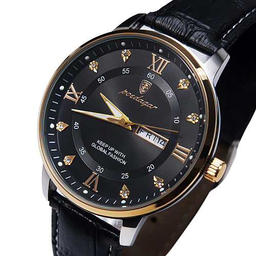 Наручні годинники чоловічі Hemsut Poedagar Deluxe 2 ремінці Сріблясто-золотистий (3597)