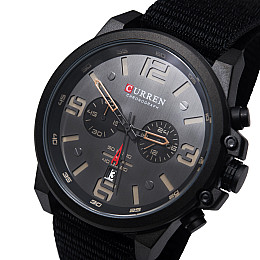 Наручні годинники чоловічі Curren Monreal Armor Black 2 ремінці Чорний (3598)