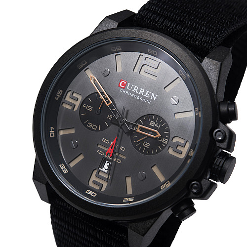 Наручні годинники чоловічі Curren Monreal Armor Black 2 ремінці Чорний (3598)