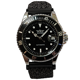 Наручні годинники чоловічі Winner Basel Nylon 2 ремінця Сріблястий (3616)