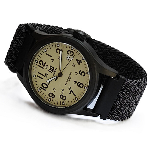 Наручные часы мужские BESTA Command Green Nylon 2 ремешка Черный (3621)