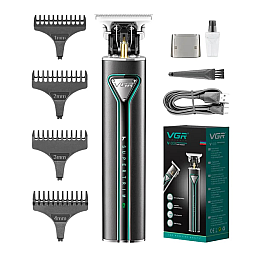 Тример для стрижки волос і бороди VGR V-009 4 насадки Чорний (2782731524)