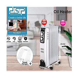 Обогреватель масляный Dsp KD3021 2000Вт 25 м2 Белый (2782755233)
